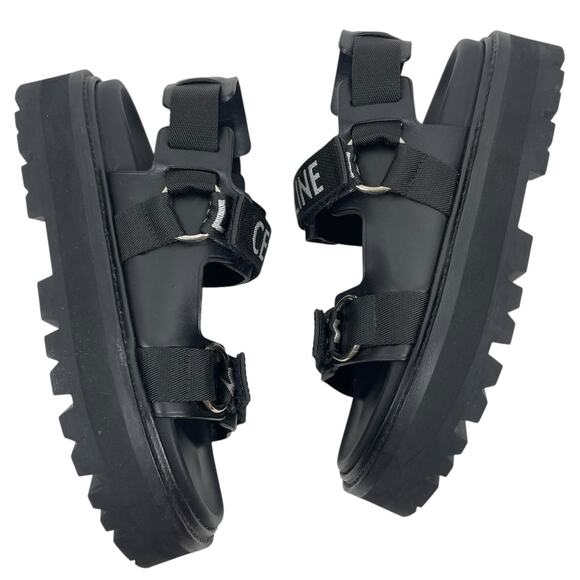 Celine Outdoor Bulky 45mm Calfskin Platform Sandal Lug Sole Black Size 38 - Picture 8 of 15